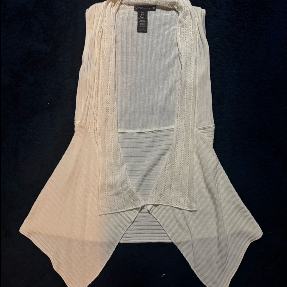 Cream Open-Front Sweater Vest